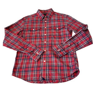 Untuckit Men's Ojai Plaid Long Sleeve 100% Cotton Button Up Shirt Size S Red